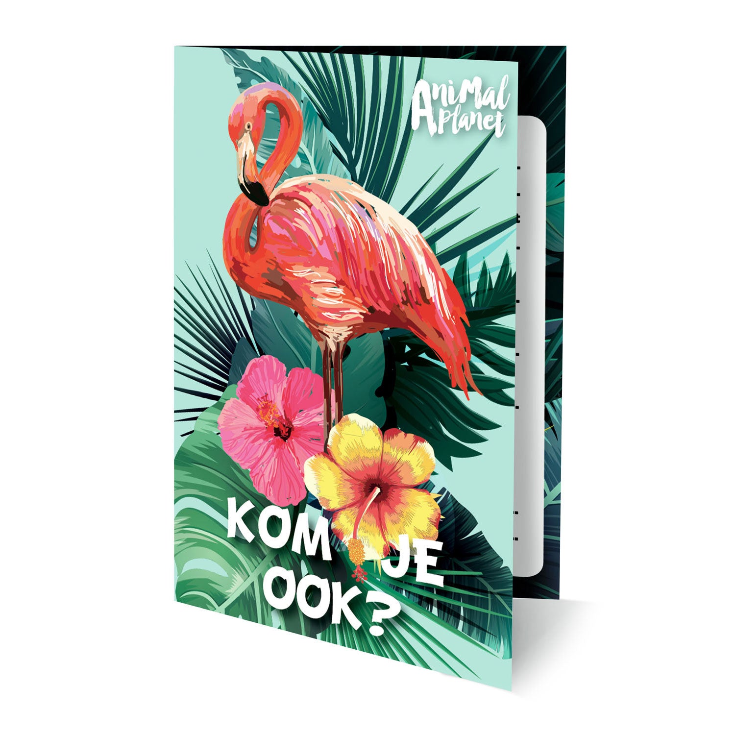 Uitnodigingen animal planet flamingo, 6st.