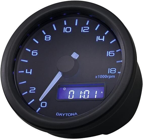 Daytona toerenteller velona 60 dark . speedometer velona dark,b led-blue 18000 rpm