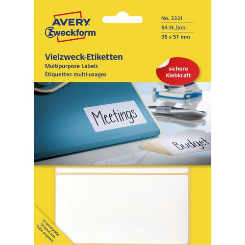 Multifunctionele etiketten avery 3324 wit 84 stuks