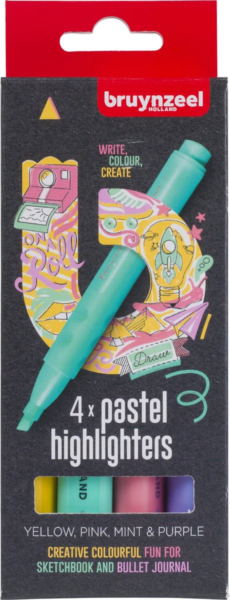 Bruynzeel markeerstiften pastelkleuren 4 stuks