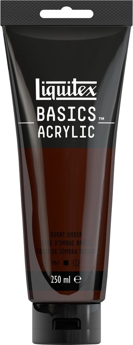 Liquitex 88700215 basics acrylverf burnt umber – 250 ml | kunstenaars acrylverf | middelmatige viscositeit | lichtechte kleur voor schilderen canvas