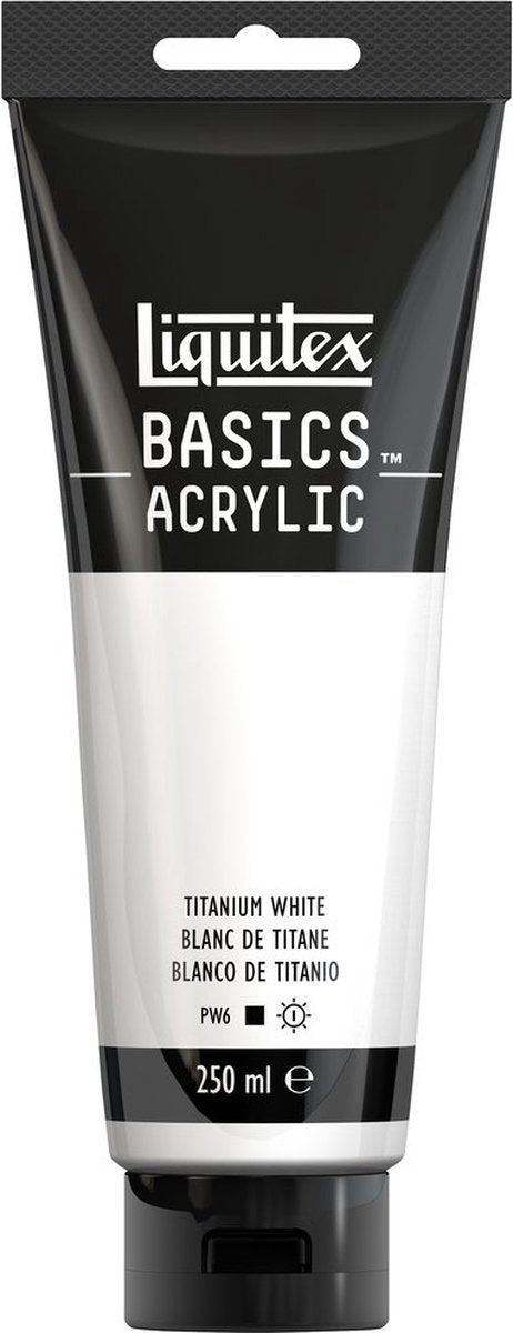 Liquitex 88700229 basics acrylverf titanium white – 250 ml | kunstenaars acrylverf | middelmatige viscositeit | lichtechte kleur voor schilderen canvas