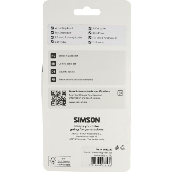 Simson versnellingskabelset compleet sa - zwart