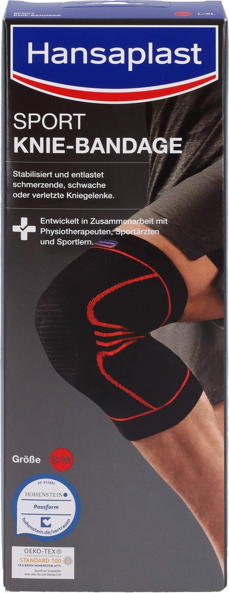 Hansaplast performance sport knie brace - kniesteun - knie ondersteuning - knieverband - one size - zwart - 1 stuk