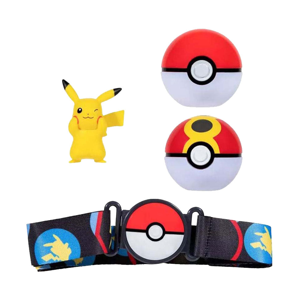 Boti pokémon clip 'n' go poke ball met blauwe riem speelset, 4dlg.