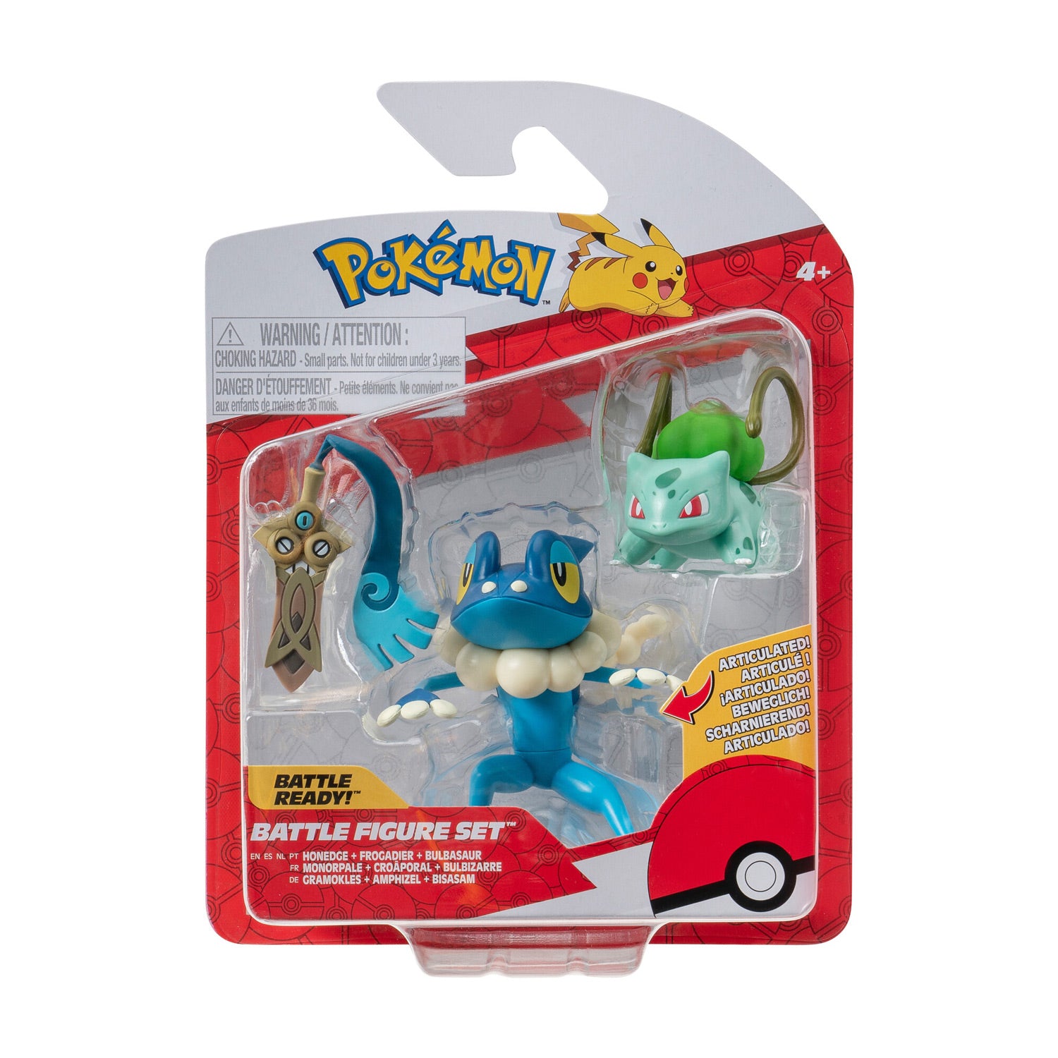 Boti pokémon batte figuurset - honedge, bulbasaur, frogadier, 3st.