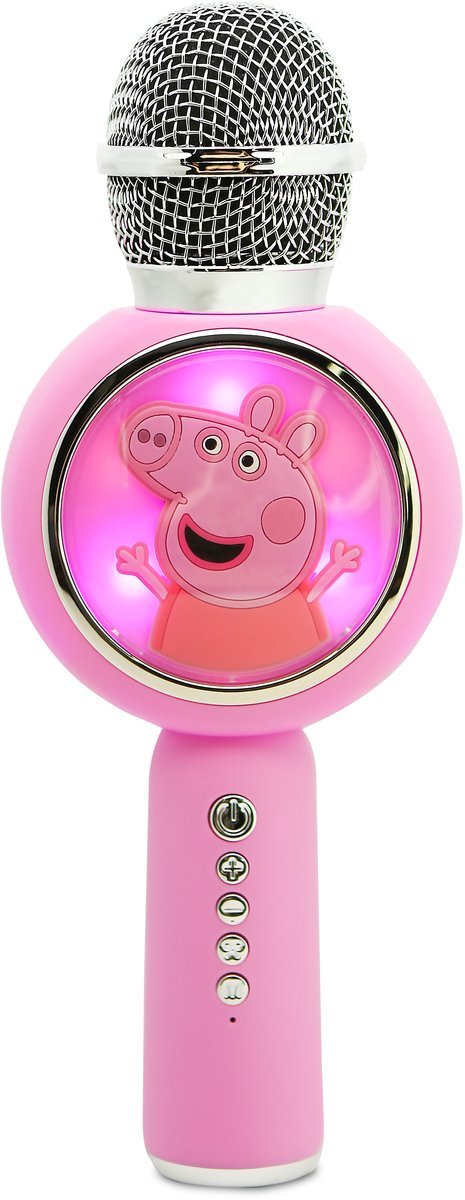 Otl technologies peppa pig - draadloze karaoke microfoon voor kinderen - oplichtend led display - speaker - stemvervorming- draadloze karaoke microfoon - met lichteffecten - speaker - stemvervorming