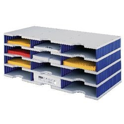 Sorteerstation styrodoc 57 mm vakhoogte 723 x 331 x 293 mm grijs blauw