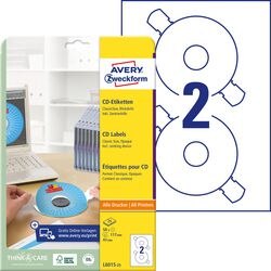 Cd dvd etiketten avery l6015-25 wit 50 stuks