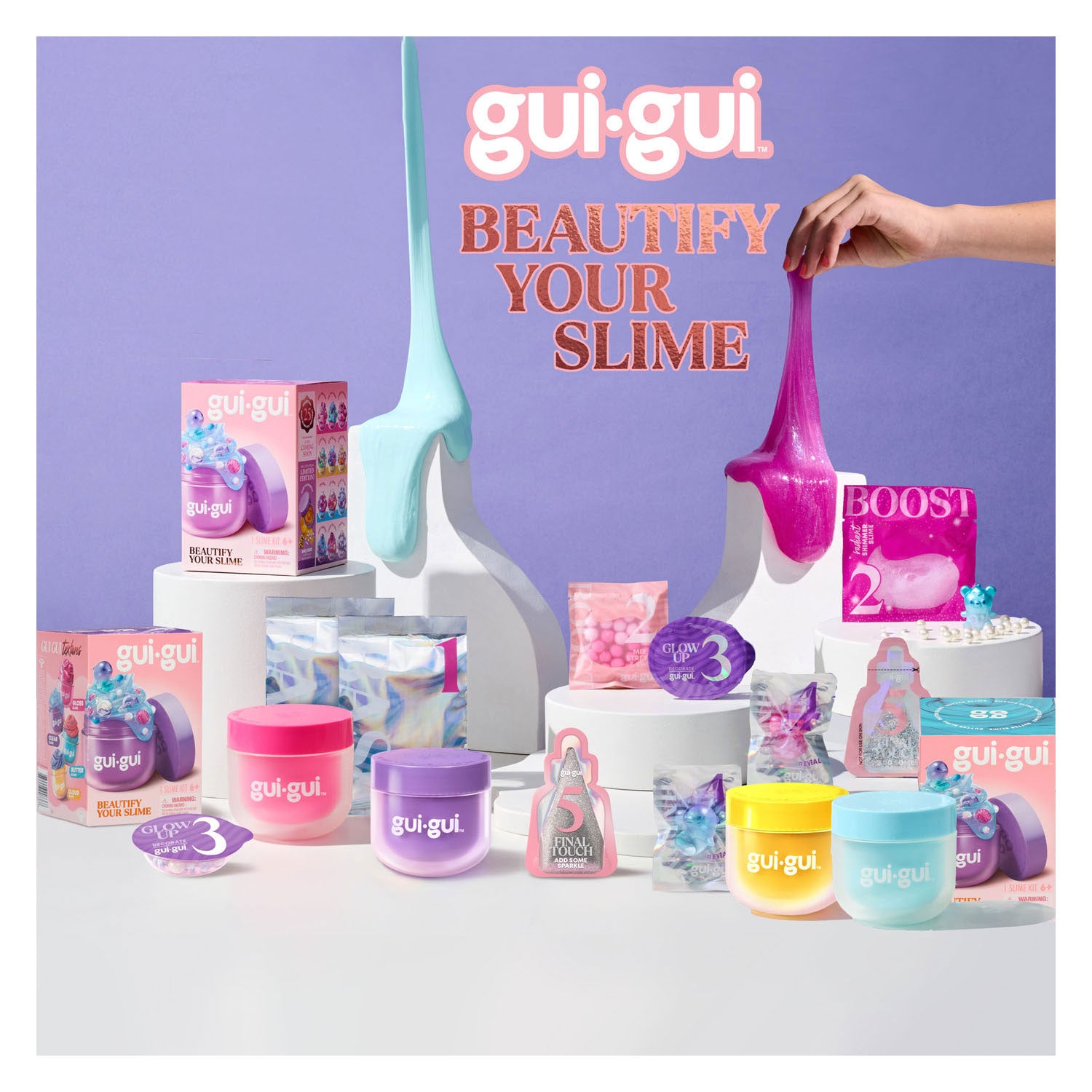Moose toys gui gui slijm - shimmer deluxe duo pack - maak je eigen sprankelende, geurende slime