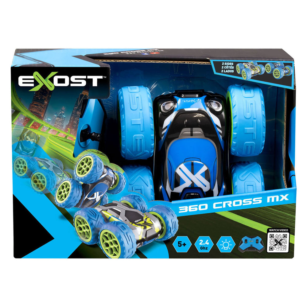 Spectron exost rc 360 cross mx bestuurbare stuntauto blauw groen - 12 km u