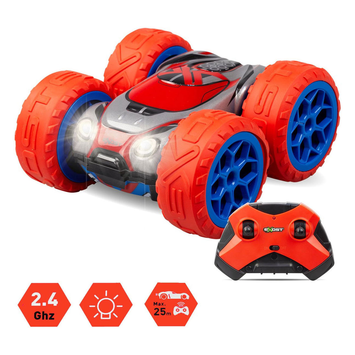Exost rc 360 cross mx rood - rc auto - bestuurbare auto - lichtgevende koplampen