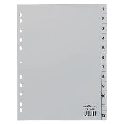 Numerieke tabbladen durable 6512 12 tabs 11 gaten grijs