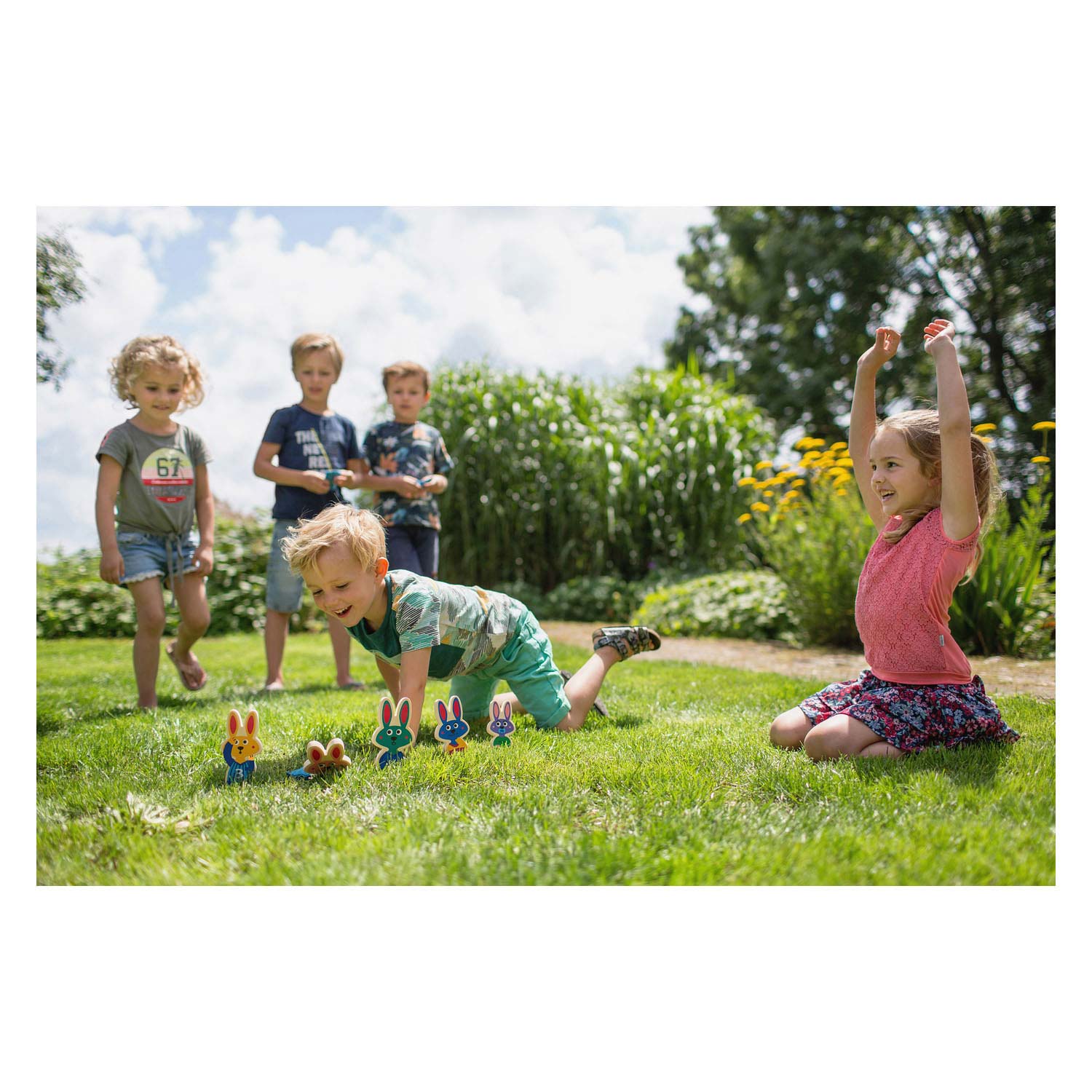 Bs speelgoed balwerpen konijnen hout - werpspel