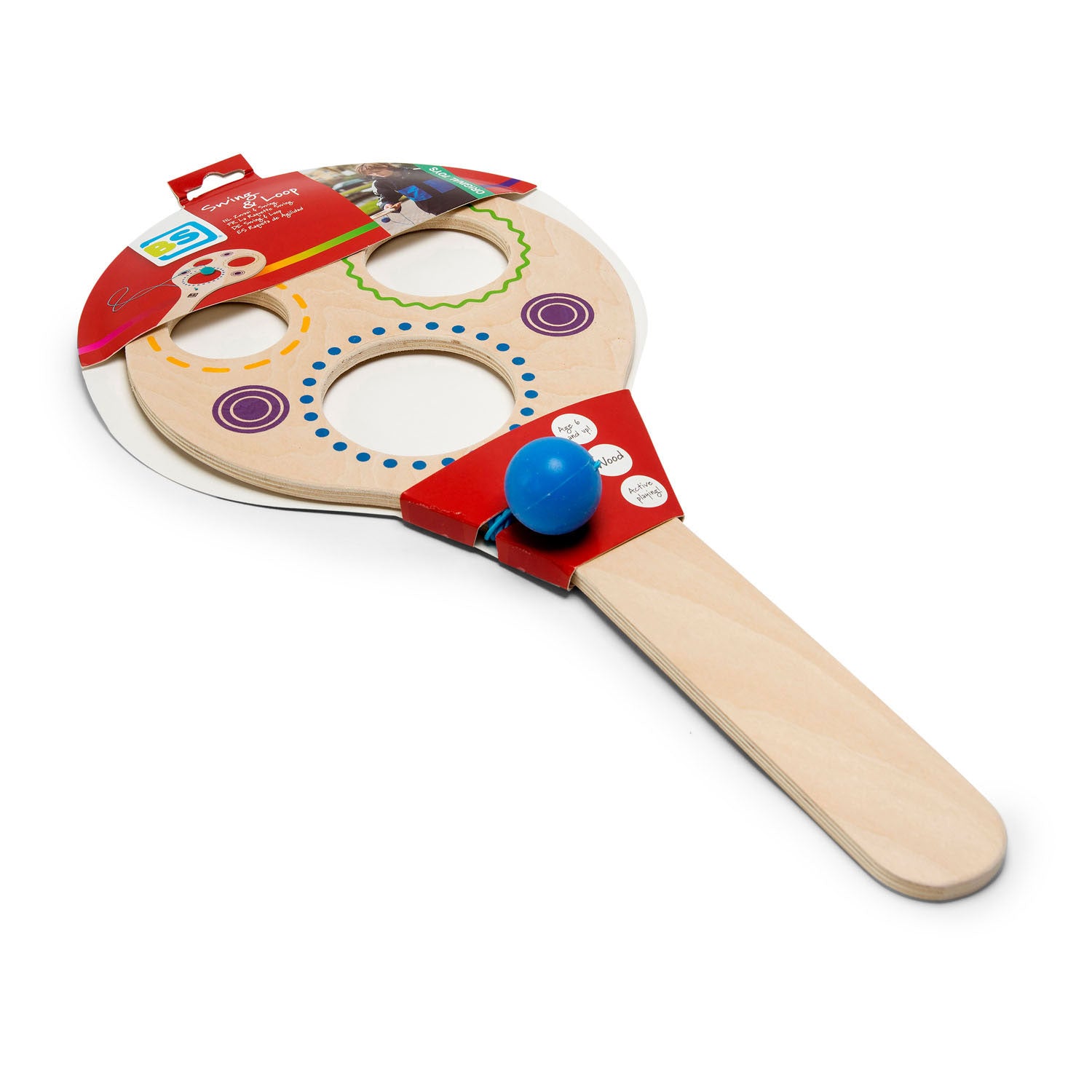 Bs speelgoed zwaai en swing houten racket - buitenspel