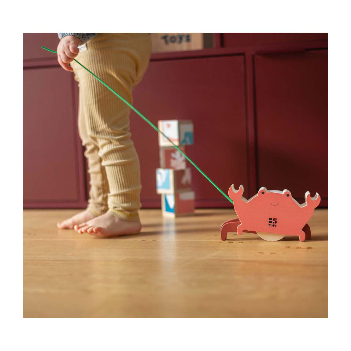 Bs toys houten krab met trekkoord