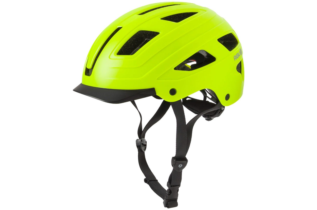 Agu cit-e - fietshelm - e-bike helm - 59-61cm - led-achterlicht - met klep - 13 ventilatieopeningen - gerecycled materiaal - geel - unisex - l xl