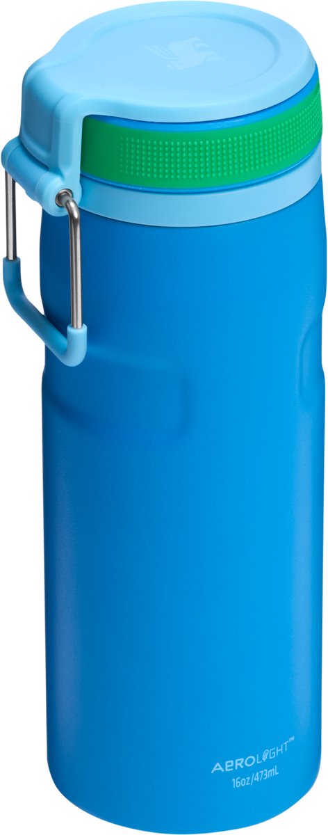 Stanley twist flip 2.0 waterfles met draaidop met springveer 0.47l - 10 uur koud - 2 dagen koud met ijs - roestvrijstalen drinkfles - bpa vrij - lekvrij - vaatwasserbestendig - black