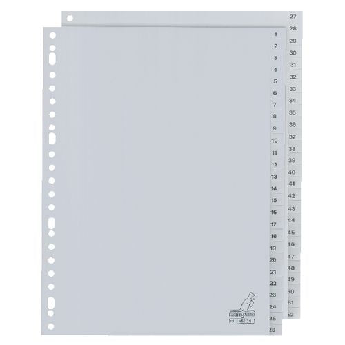 Tabbladen kangaro pp g452cm a4 120 micron grijs 2-serie 1-52 23-gaats bedrukt