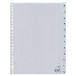 Tabbladen kangaro pp pvc g412cm a4 120 micron grijs 12-delig 23-gaats bedrukt