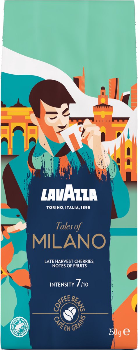 Lavazza tales of milano koffiebonen - 6 x 250 gram - 100% arabica koffie bonen - intensiteit 7 10