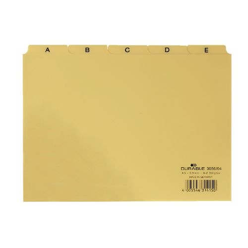 Alfabetische tabbladindex durable a5 14,8x21cm tab 40mm geel