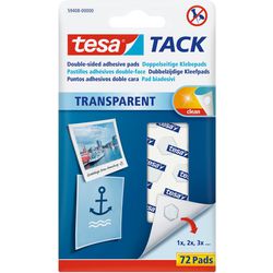 Tesa tack plakrondjes pads - 72x stuks - zelfklevend dubbelzijdig tape - plakrondjes pads voor o.a. foto's, tekeningen en kaarten