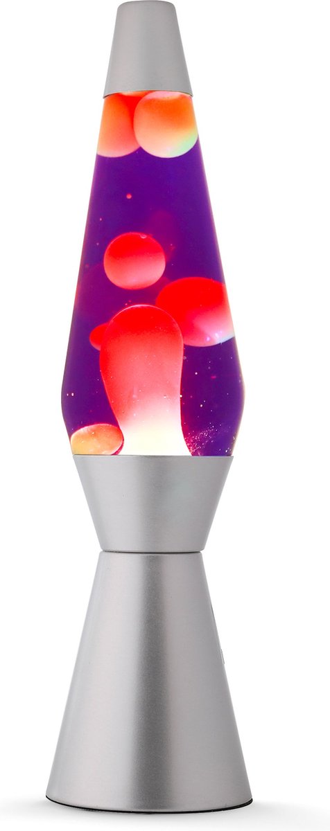 I-total lavalamp - lava lamp - sfeerlamp - 40x11 cm - glas aluminium - 30w - paars met gele lava - zilvergrijs - xl1799