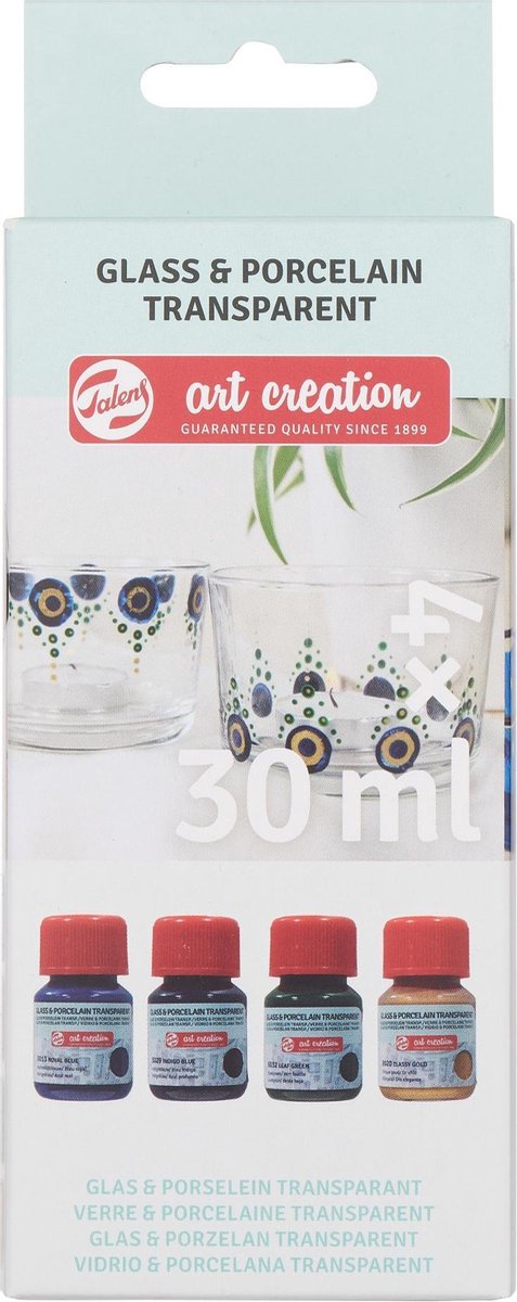 Talens kunstcreatie glas porselein transp. 4x30ml blauw