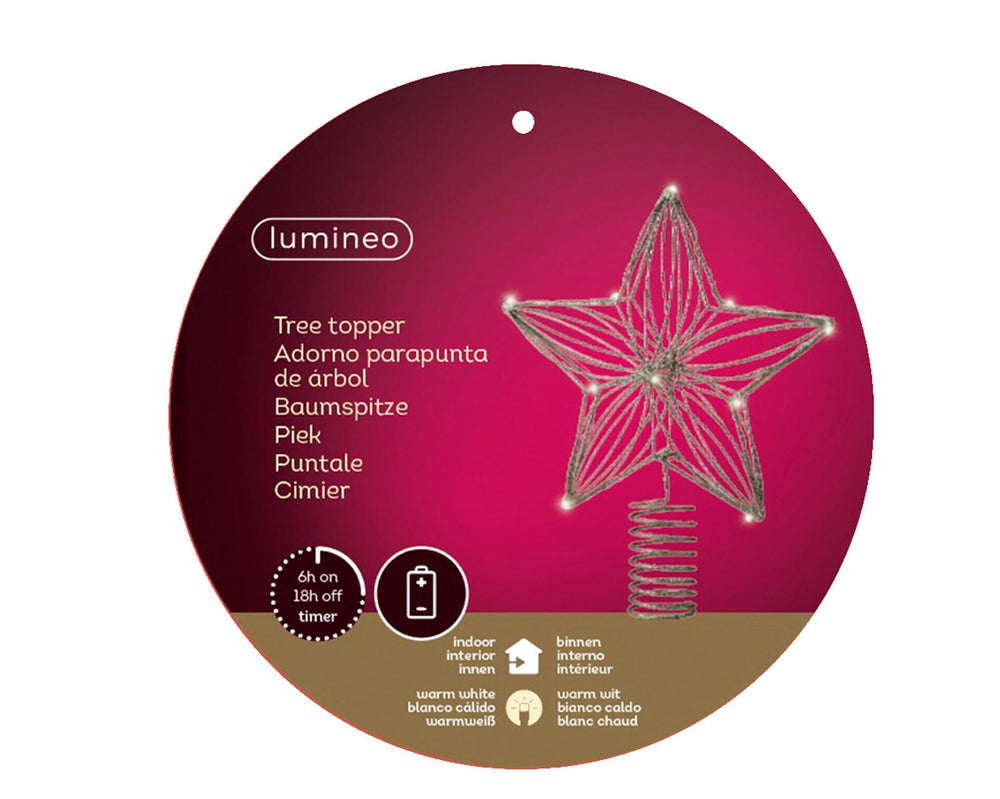 Lumineo piek ster met 12 led lampen werkt op batterij met timer.