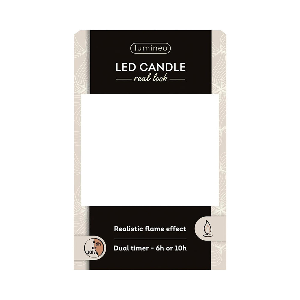 Lumineo realistische led kaars met wax pit en vlam effect ø7.5x9,5cm wit met 6uur timer werkt op batterij
