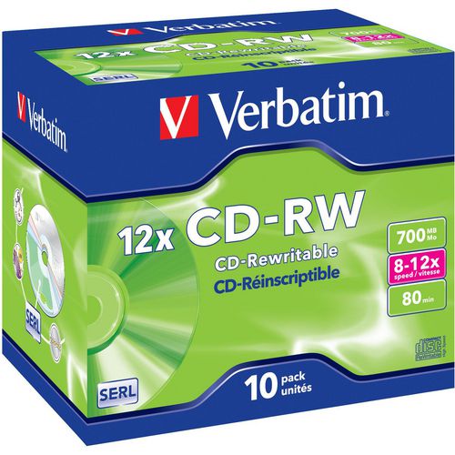 Cd-rw 700mb verbatim 12x 80min. 10 stuk