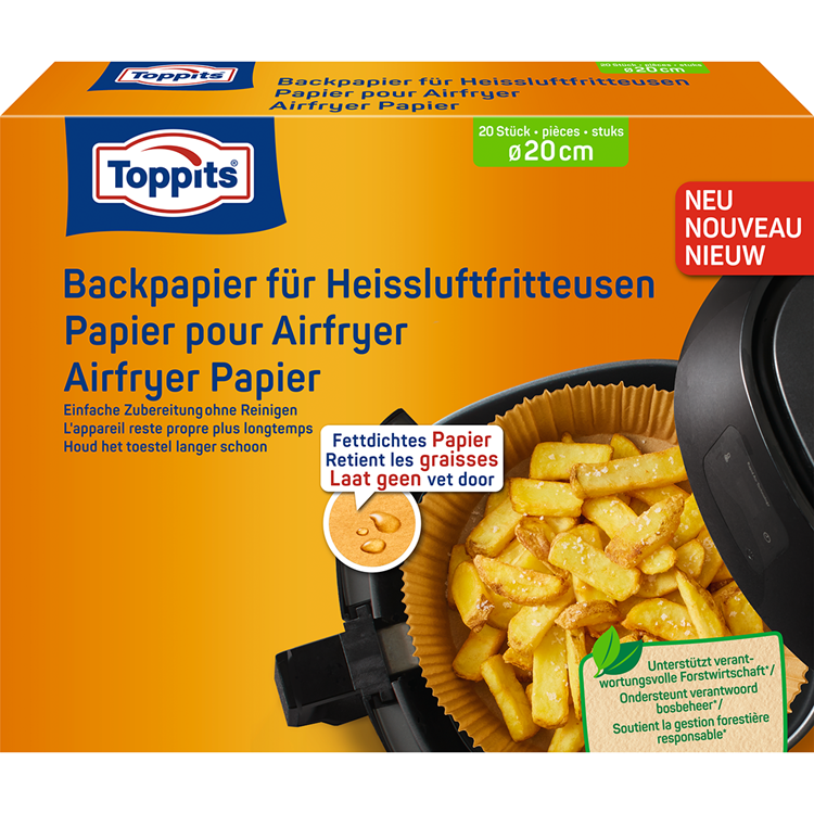 Toppits airfryer bakvellen 20 cm 20 stuks