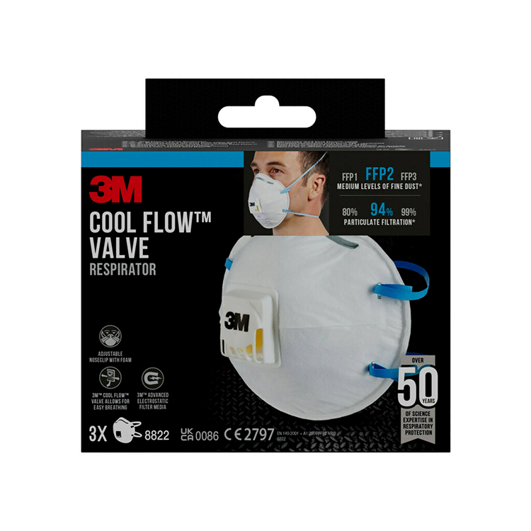 3m 8822c3 stofmasker met ventiel - ffp2 (3st)