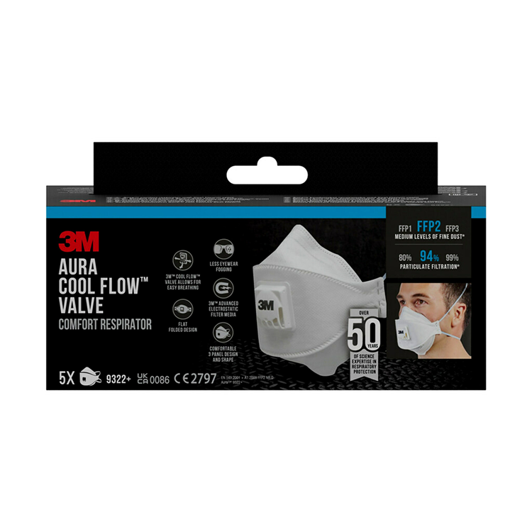 3m 1062200 - aura fijnst.masker handsch.9332pro5, ffp2 ventiel, 5 pk | 1 stuks