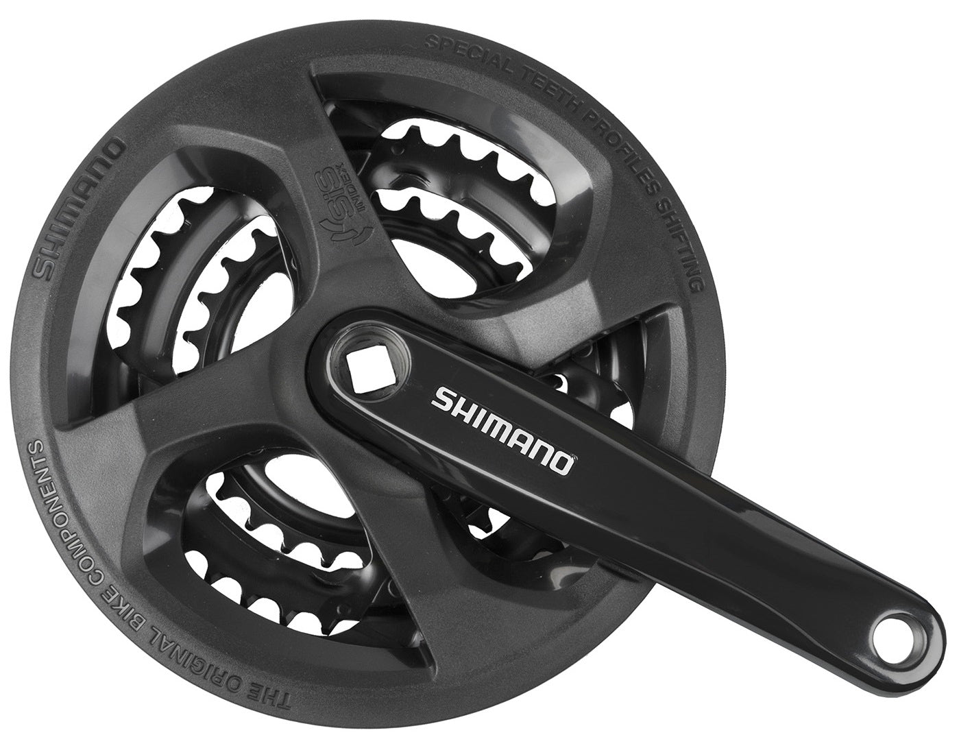 Shimano crankstel fc-ty301 48x38x28t -4mm 170mm 6-8 speed zwart