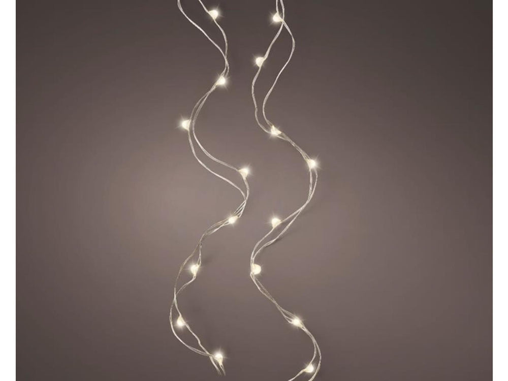 Lumineo micro led draadverlichting 195cm-40l zilver warm wit