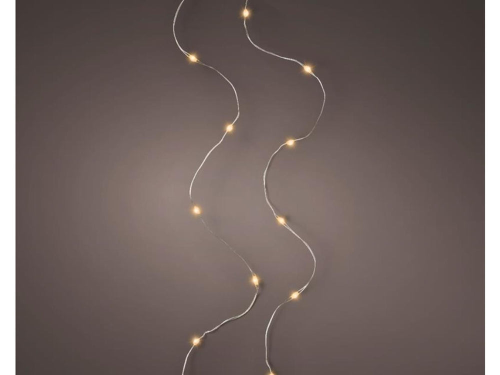 Lumineo micro led streng zilver klassiek warm 95cm-20l op batterij met timer