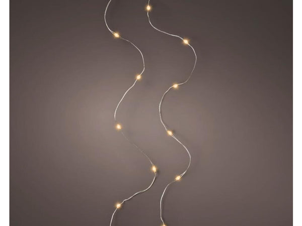 Lumineo micro led streng lichtsnoer zilver klassiek warm 195cm-40l op batterij