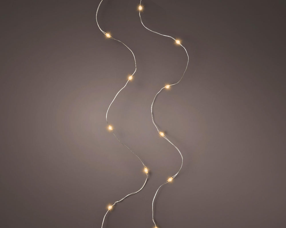 Lumineo micro led stringlights 60 lamps classic warmwit op batterij met timer 295cm