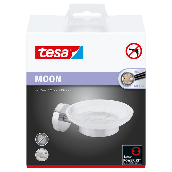 Tesa moon zeephouder 13.5x15.5x8.5cm zonder boren zelfklevend metaal roestvrij staal