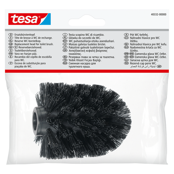 Tesa vervanging kop voor toiletborstel zwart chroom 15.5x19x7.5cm zonder boren verchroomd metaal kunststof