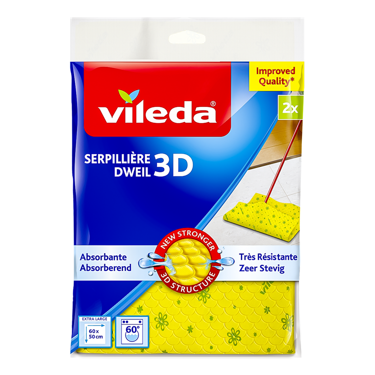 Vileda 1061024 - gele dweil 3d 2pk | 12 stuks