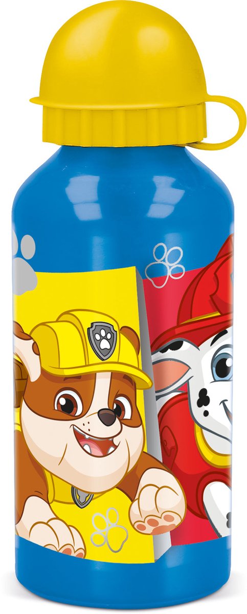 Stor paw patrol aluminium drinkfles - 400 ml - lichtgewicht – lekvrije schroefdop – drinkfles voor kinderen – lichtblauw geel
