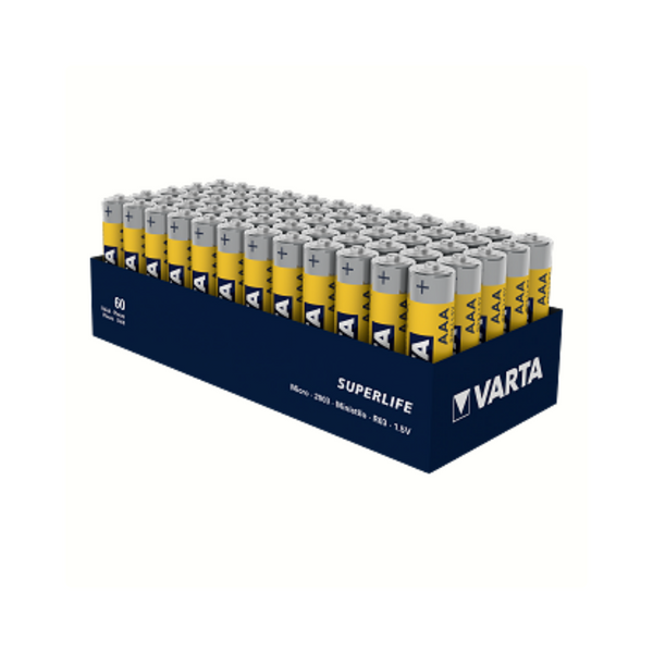 Piles Varta Superlife AAA. Zinc-Carbone. par 48. (emballage atelier)