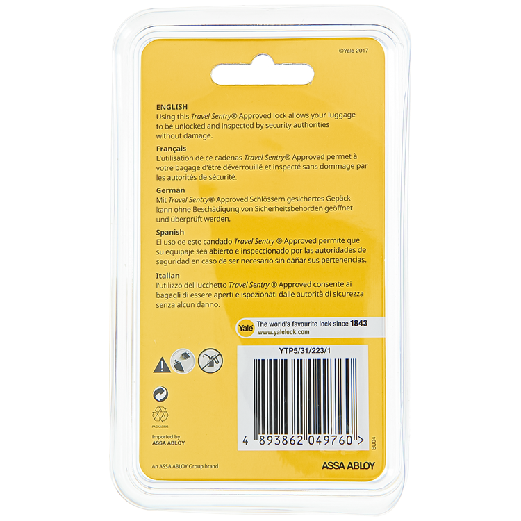 Yale 1060497 - code hangslot tsa zwart | 6 stuks