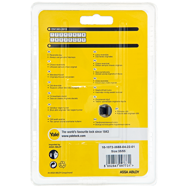 Yale 1060541 - profielcilinder 1000 mv 90mm(35 55) | 5 stuks