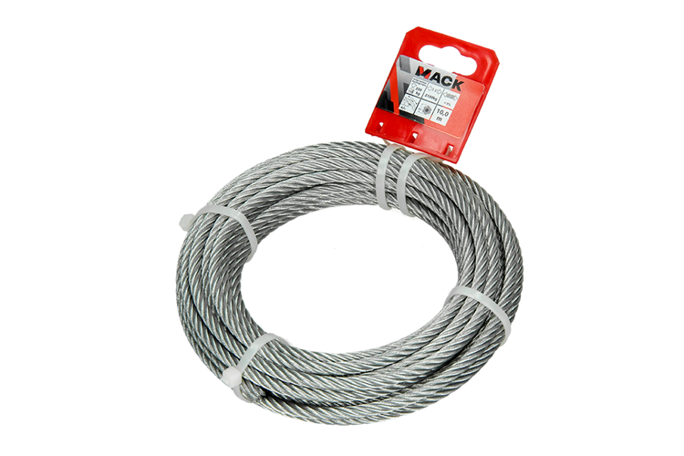 Mack 1015817 - verzinkte staalkabel 6x19 10m 6mm wll 350 kg din en 12385-4 | 5 stuks