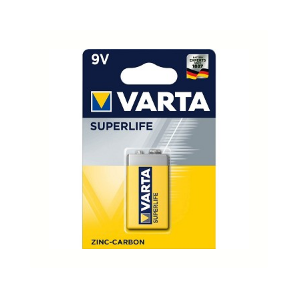 Varta Superlife 9V. Zink-koolstof. per stuk. (hangverpakking)
