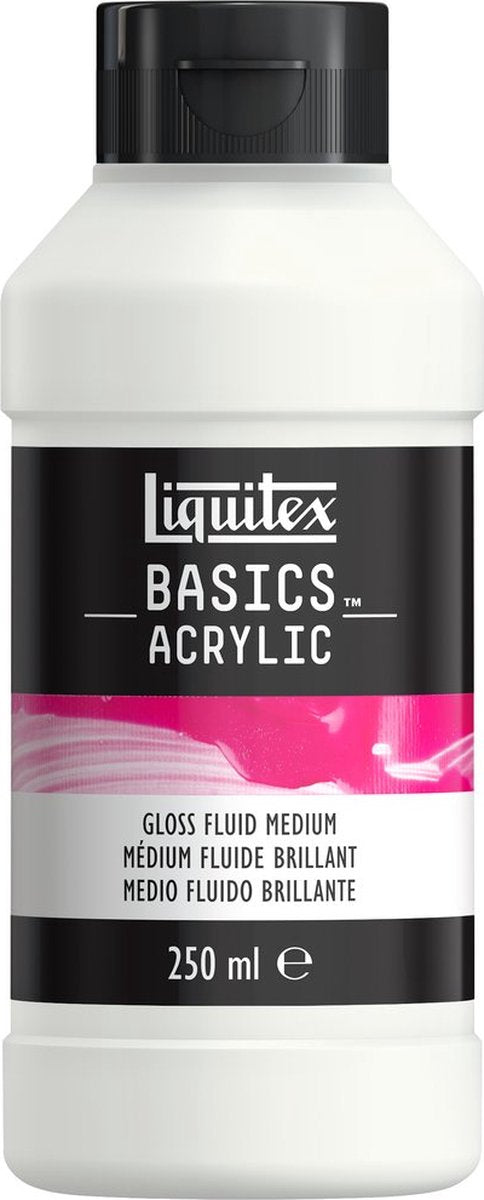 Liquitex 8870302 basics gloss fluid medium 250 ml – vloeibaar acrylmedium, glanzend transparant